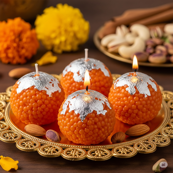 Kartshri Laddu Candle – Festive Delight (Set of 4)